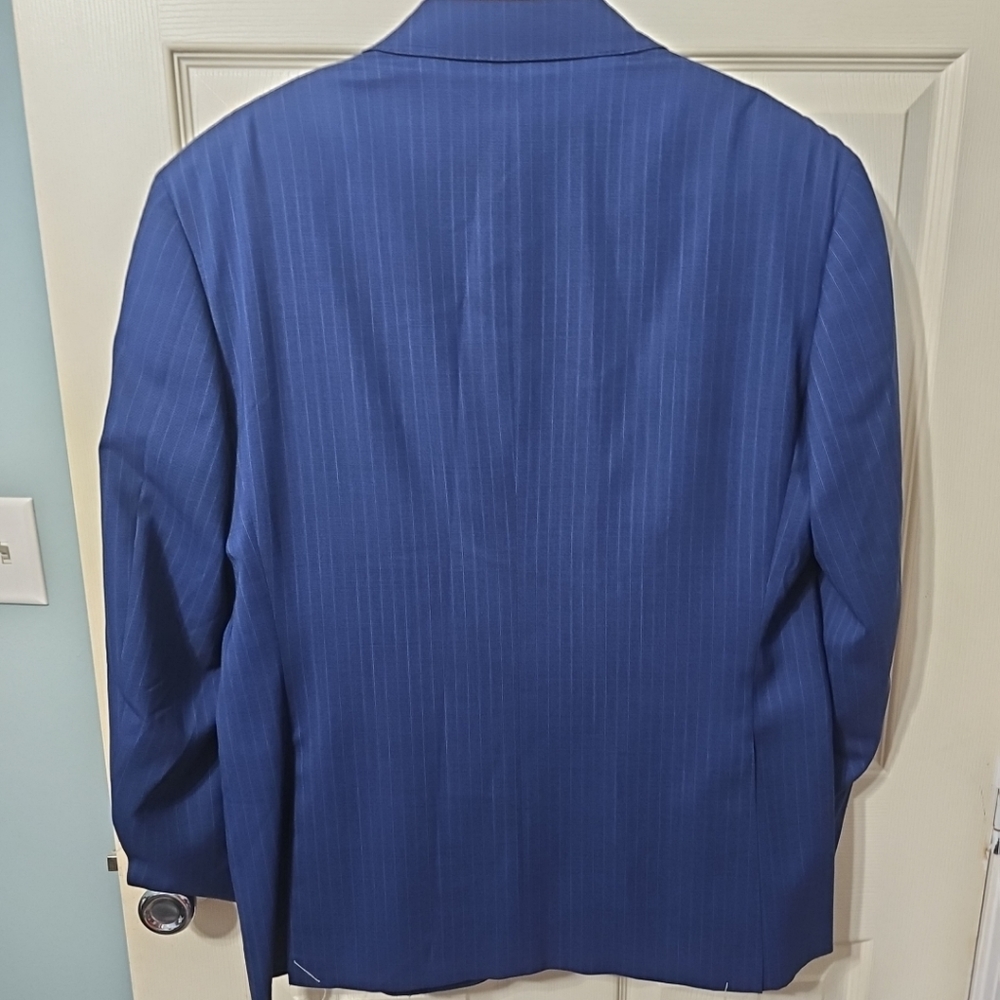 Canali Impeccabile Blue Thin Striped 100% Wool Model L13290/37 Blazer 52C (42S)